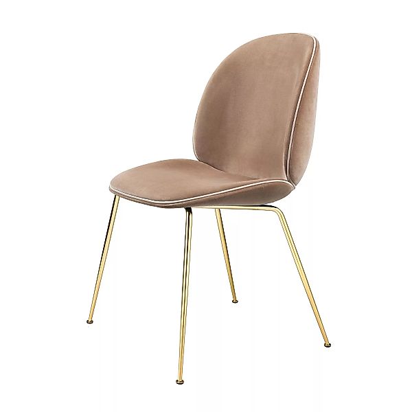 Gubi - Beetle Dining Chair Samt Gestell Messing - beige/Samt Velluto G075/2 günstig online kaufen