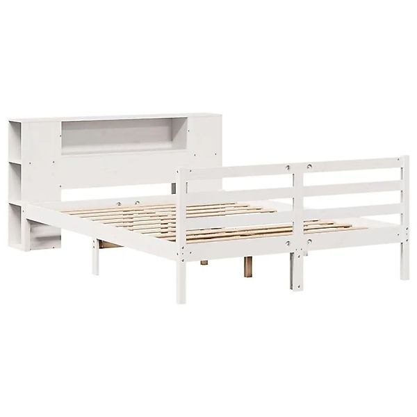 vidaXL Massivholzbett mit Regal ohne Matratze Weiß 120x190 cm Kiefer 332184 günstig online kaufen