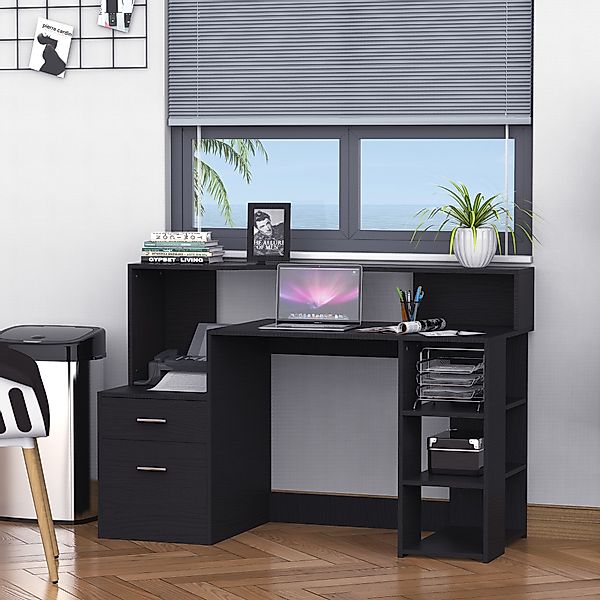 HOMCOM Schreibtisch mit Regal Computertisch Bürotisch mit Tischplatte für D günstig online kaufen