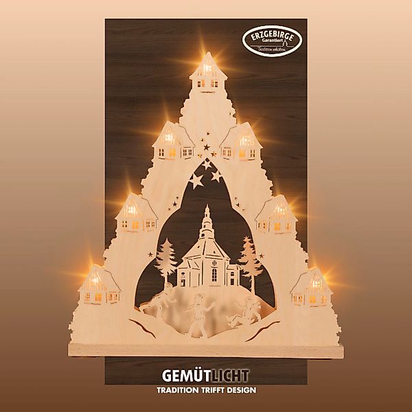 Weigla LED Schwibbogen "Seiffener Kirche, Lichterspitze aus Holz, NATUR, Ma günstig online kaufen