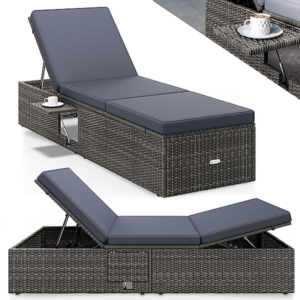 Polyrattan Gartenliege Grau/Anthrazit 200x58x33cm günstig online kaufen