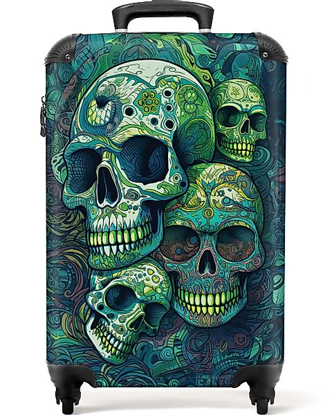 NoBoringSuitcases.com© Hartschalen-Trolley Totenkopf - Grün - günstig online kaufen