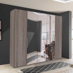 Spiegeltüren Kleiderschrank in Eiche Trüffelfarben foliert günstig online kaufen