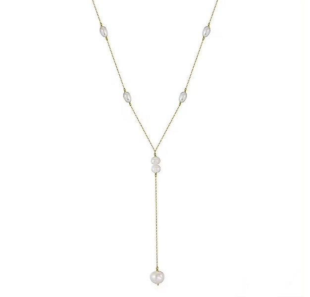 Runde Perlé Perlenkette Marie, lange Halskette, Süßwasserperlen, 925er Silb günstig online kaufen