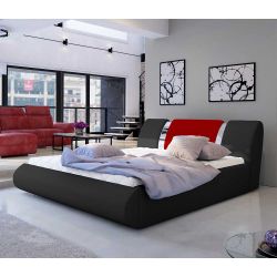 Polsterbett Doppelbett in Schwarz aus Kunstleder günstig online kaufen