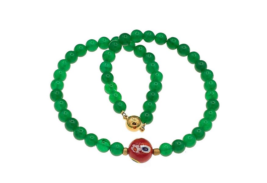 Bella Carina Perlenkette Kette mit Jade grün und 1 Murano Glas Mosaik Perle günstig online kaufen
