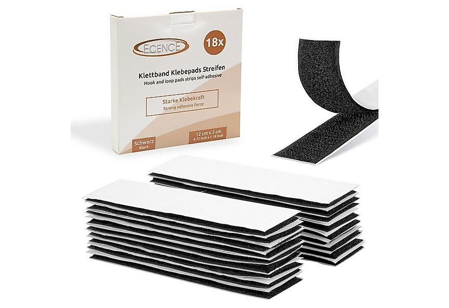 ECENCE Klett-Klebepad 18x Klett Klebepads Streifen Schwarz selbstklebend günstig online kaufen