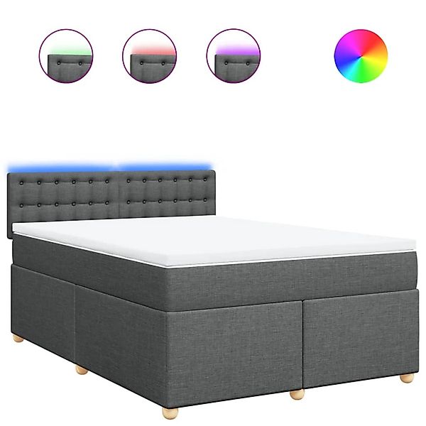 vidaXL Boxspringbett mit Matratze Dunkelgrau 160x200 cm Stoff 3289046 günstig online kaufen
