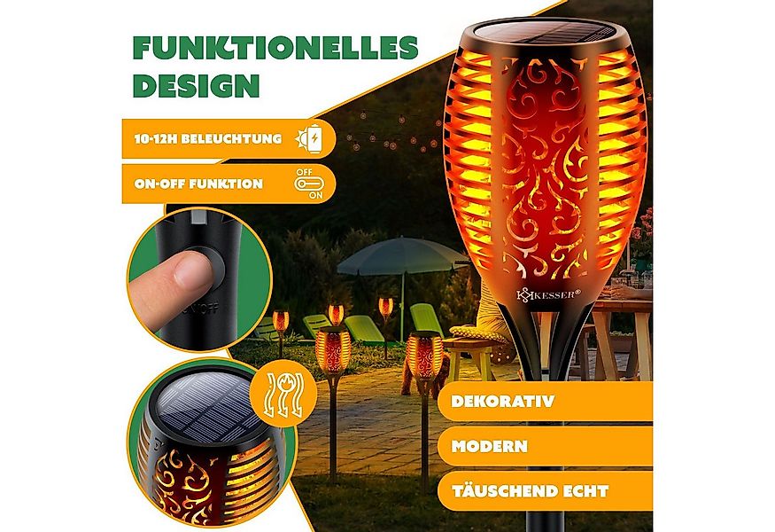 KESSER LED Gartenleuchte, Gartenfackel Solar Set Solarleuchten Flamme mit W günstig online kaufen