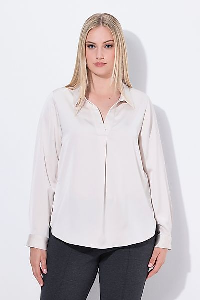 Ulla Popken Satinbluse Satinbluse Zierfalte A-Linie günstig online kaufen