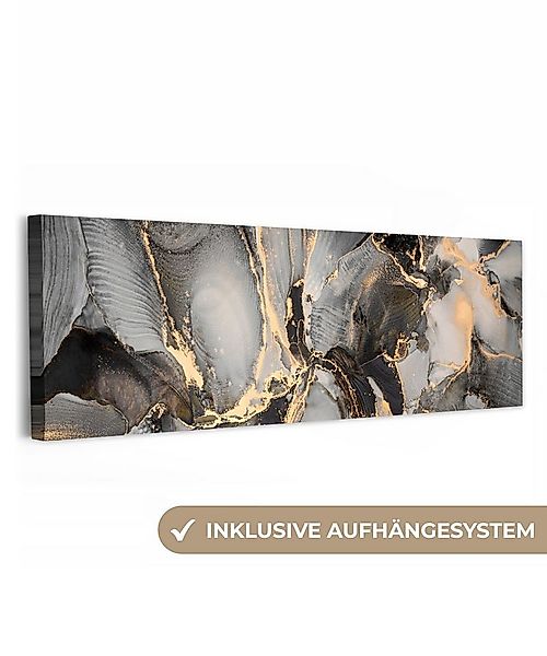 OneMillionCanvasses® Leinwandbild Panorama Grau - Luxus - Gold - Marmor, Fo günstig online kaufen
