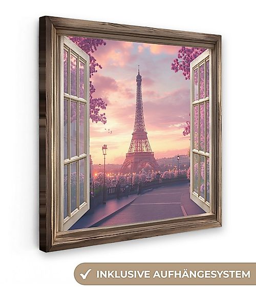 OneMillionCanvasses® Leinwandbild Fensterblick - Fenster - Paris - Eiffeltu günstig online kaufen
