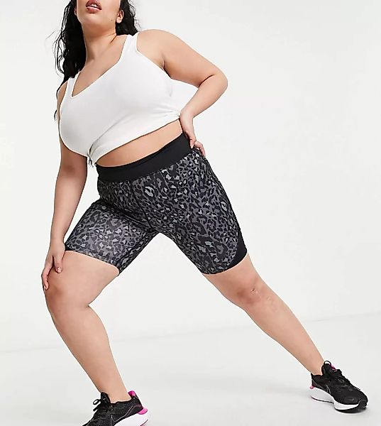 Simply Be – Active – Leggings-Shorts mit Tiermuster in Schwarz-Mehrfarbig günstig online kaufen