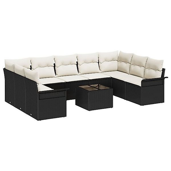 vidaXL Loungesofa 9-tlg. Garten-Sofagarnitur mit Kissen Braun Poly Rattan, günstig online kaufen