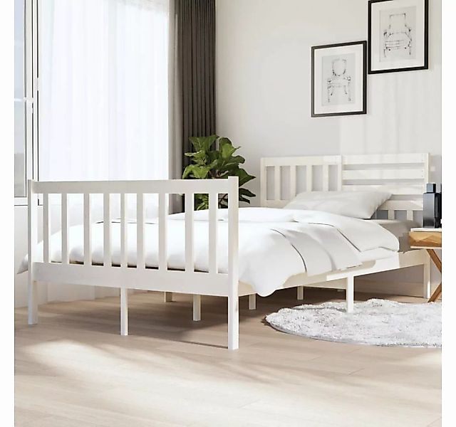 furnicato Bett Massivholzbett Weiß 135x190 cm günstig online kaufen
