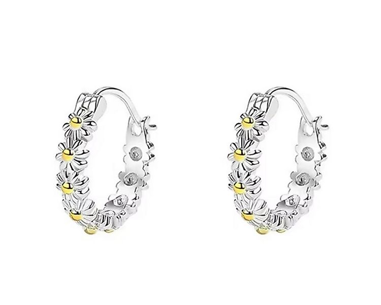 ELLAWIL Paar Creolen Gänseblümchen Design Ohrschmuck Damenohrringe Frühling günstig online kaufen