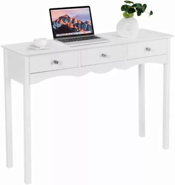 COSTWAY® Schreibtisch mit 3 Schubladen weiß günstig online kaufen