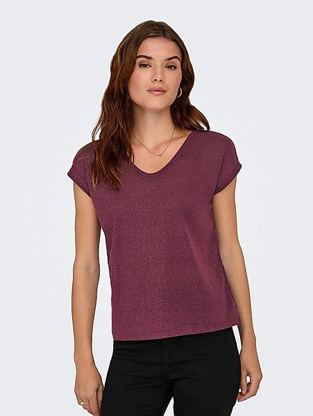 ONLY Kurzarmshirt ONLSILVERY S/S V NECK LUREX TOP JRS NOOS günstig online kaufen