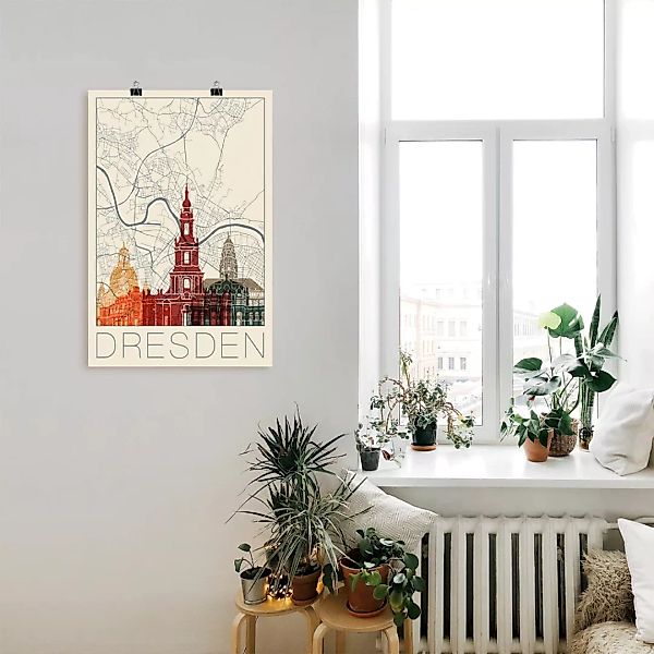 Artland Wandbild "Retro Karte Dresden", Deutschland, (1 St.) günstig online kaufen