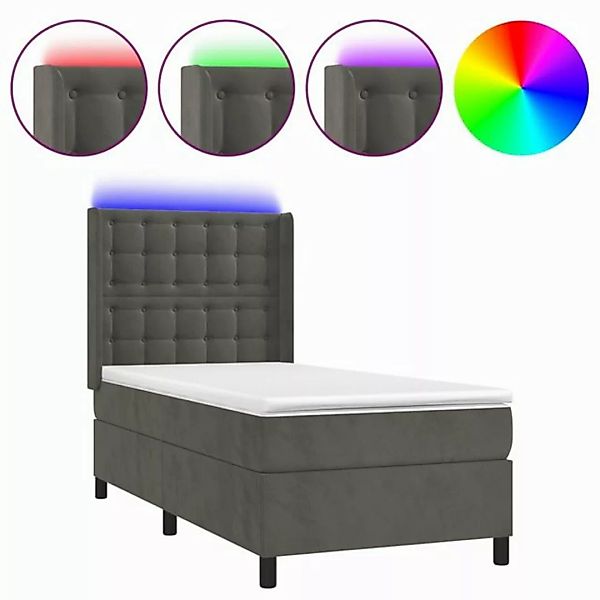 vidaXL Boxspringbett Boxspringbett mit Matratze LED Dunkelgrau 100x200 cm S günstig online kaufen