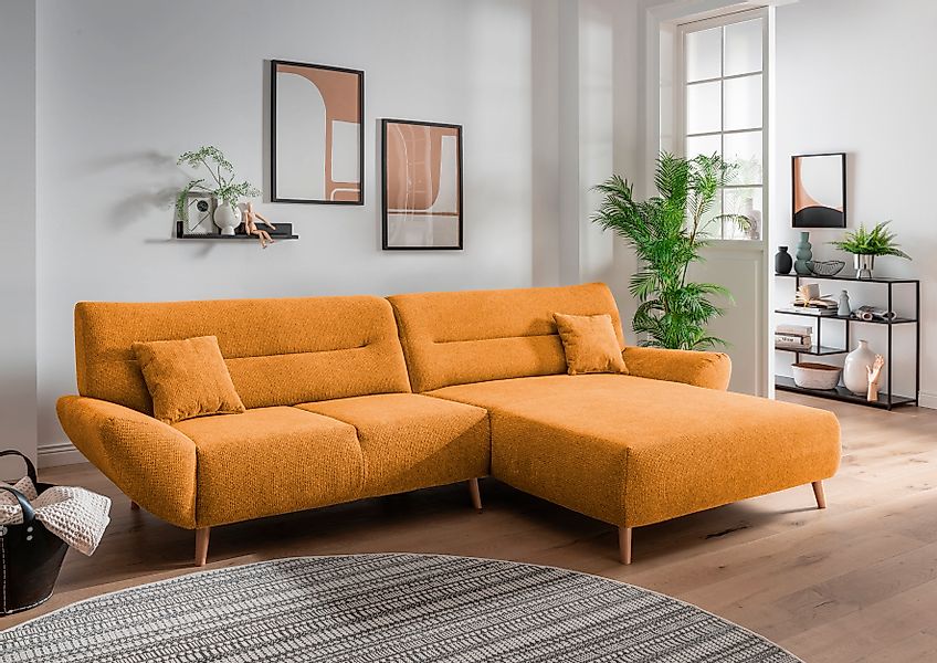 INOSIGN Ecksofa »Drago, elegant und zeitlos, komfortabel, Holzfuß, L-Form«, günstig online kaufen