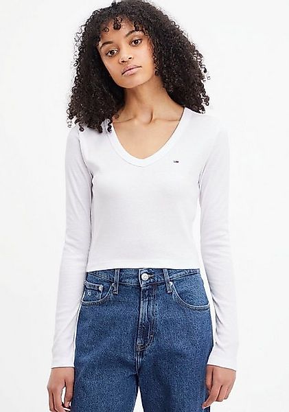 Tommy Jeans Langarmshirt TJW BBY CRP ESSENTIAL RIB V LS mit gesticktem Tomm günstig online kaufen