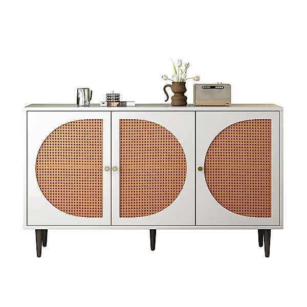 Yorbay Sideboard Kommode, Rattan-Sideboard mit 3Türen günstig online kaufen