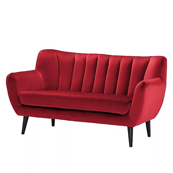 home24 Norrwood Sofa Polva I 2-Sitzer Rot Samt 155x82x81 cm günstig online kaufen
