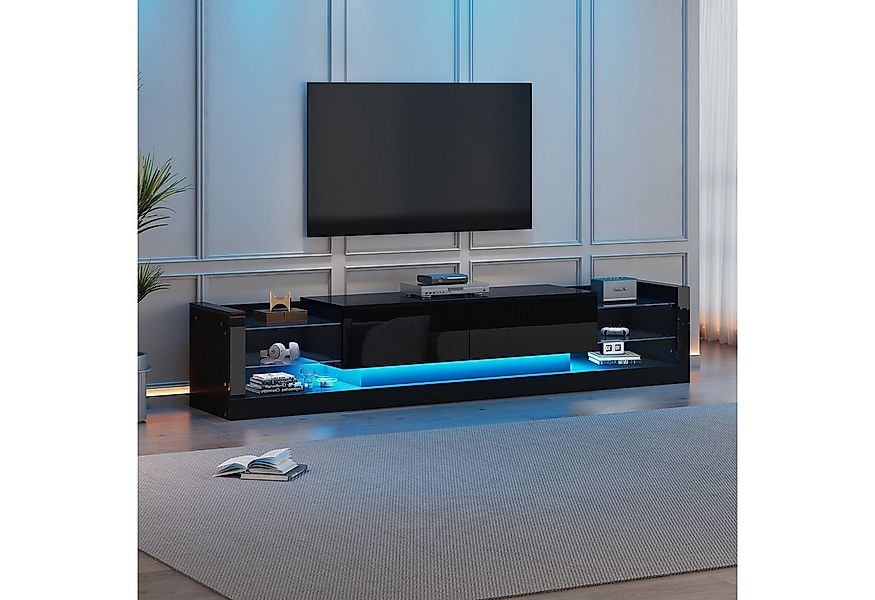 STILVORA Wohnzimmer-Set mit LED-Licht,TV-Schrank TV-Regal Hochglanz mit Gla günstig online kaufen