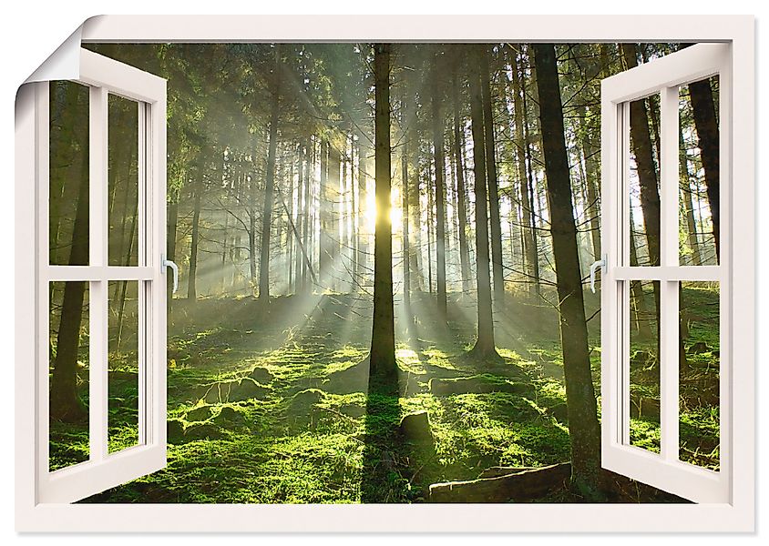 Artland Wandbild "Fensterblick - Wald im Gegenlicht", Fensterblick, (1 St.) günstig online kaufen