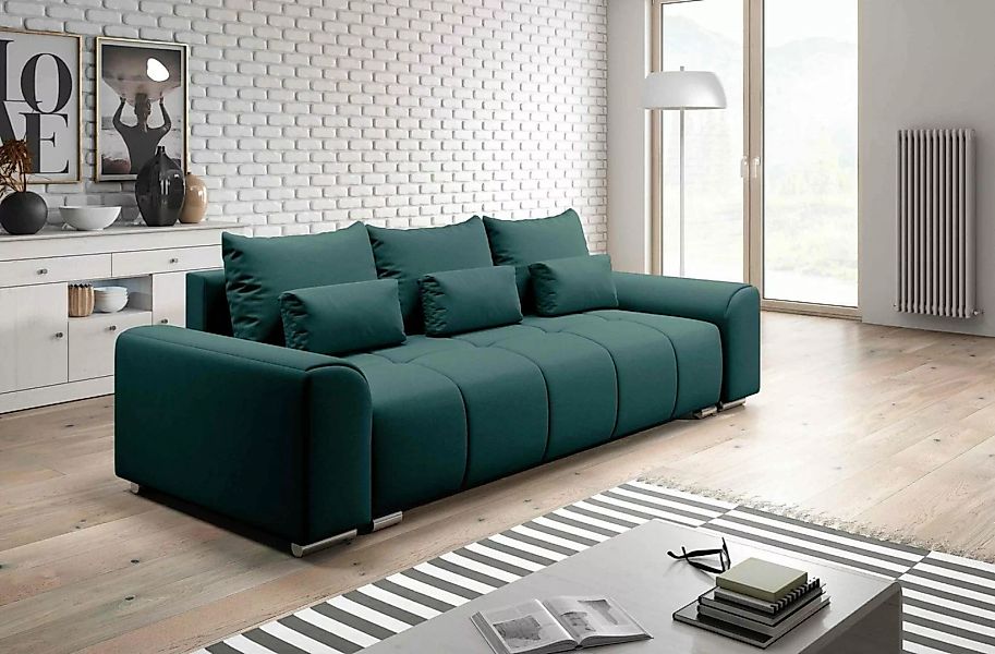 Furnix Schlafsofa LORETA 3-Sitzer Sofa mit Schlaffunktion und Bettkasten Co günstig online kaufen