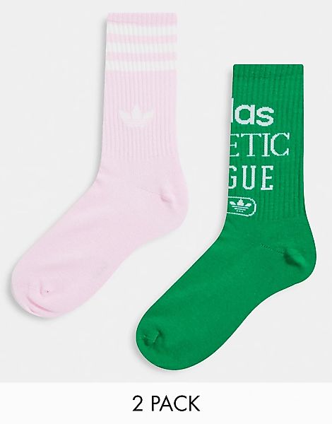 adidas Originals – Retro Luxury – Socken in Grün und Rosa im 2er-Pack-Bunt günstig online kaufen