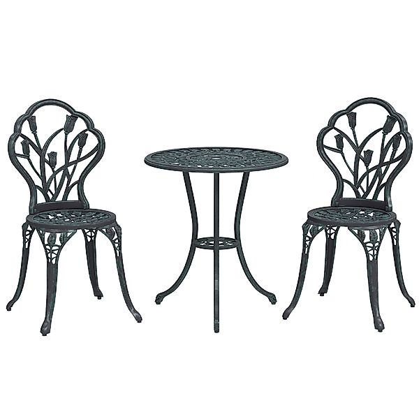 Outsunny Gartenmöbelset 2 Personen 2 Stühle + Runder Tisch Aluminiumguss Im günstig online kaufen
