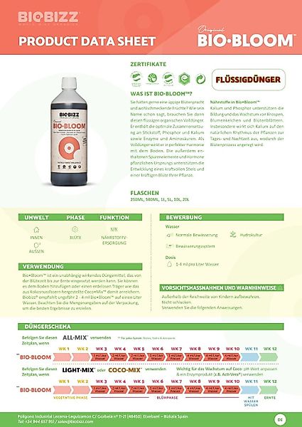 Biobizz Pflanzendünger BioBizz Grow Dünger Bio-Bloom günstig online kaufen