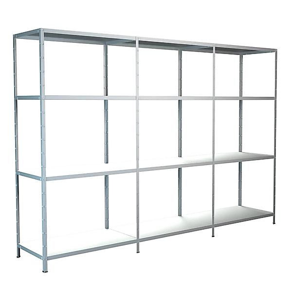 Schulte Steck-Grund- und 2 x Anbauregale 180 cm x 260 cm x 50 cm Weiß günstig online kaufen