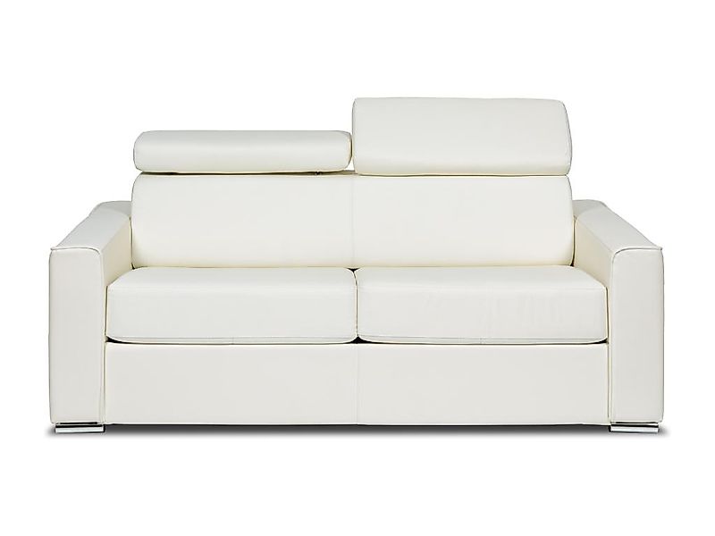Schlafsofa mit Matratze 3-Sitzer - Büffelleder - Weiß - Liegefläche 140 cm günstig online kaufen