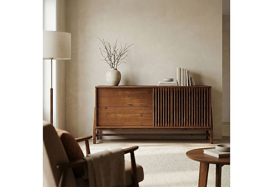 IDIMEX Sideboard ADAMO, Kommode 145 cm aus Massivholz mit Lamellen-Schiebet günstig online kaufen
