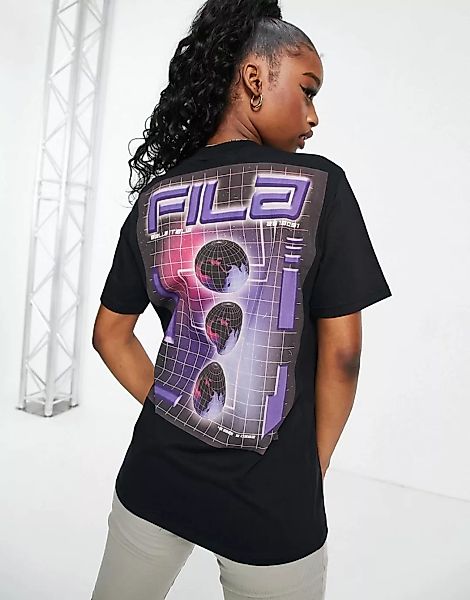 Fila – T-Shirt in Schwarz mit Logo-Print am Rücken günstig online kaufen