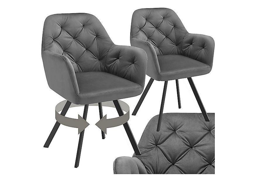 tectake Esszimmerstuhl Drehbarer Samt-Armlehnstuhl Lucia, gepolstert (Set, günstig online kaufen