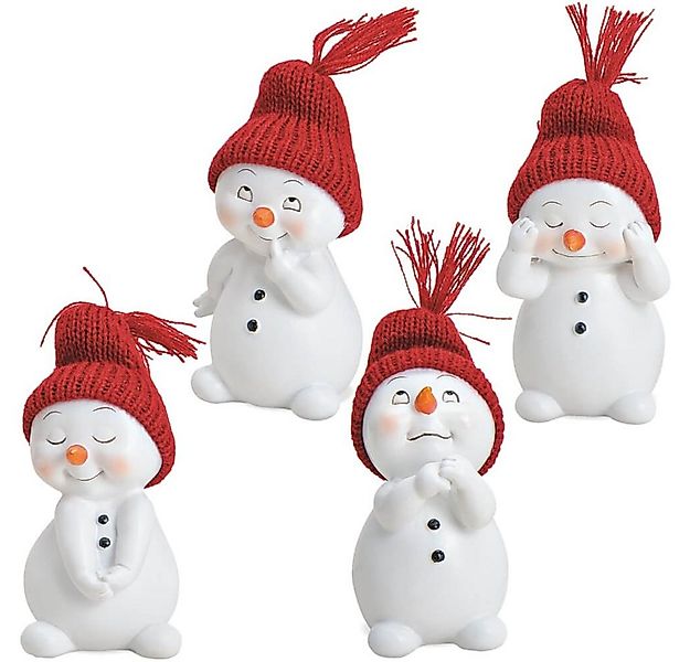 matches21 HOME & HOBBY Dekofigur Schneemann Figuren 4er rote Mützen 11cm (4 günstig online kaufen