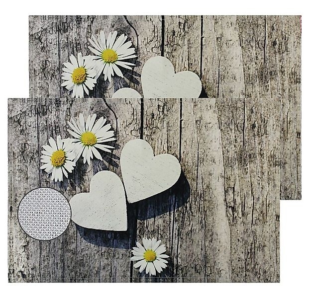 matches21 HOME & HOBBY Platzset Tischsets Textil CLOTH Gänseblumen Herzen 2 günstig online kaufen