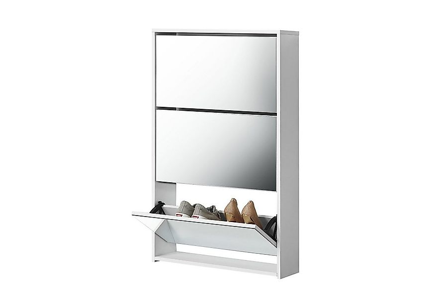 en.casa Schuhkipper, »Lund« mit 3 verspiegelten Klappen Weiß günstig online kaufen