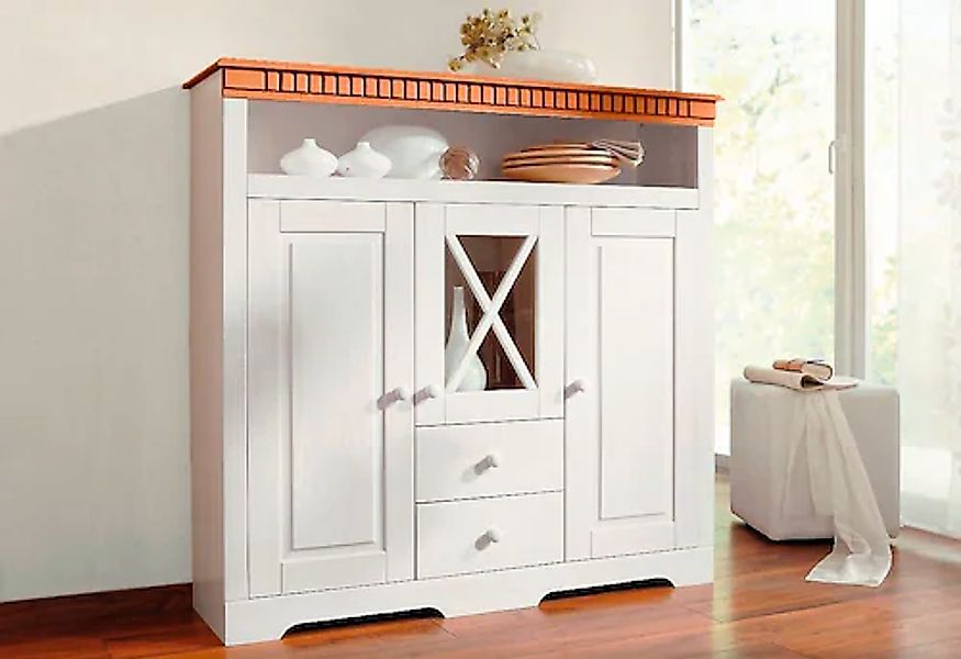 Home affaire Highboard "Lisa" Stauraumschrank aus massivem Kiefernholz, mit günstig online kaufen