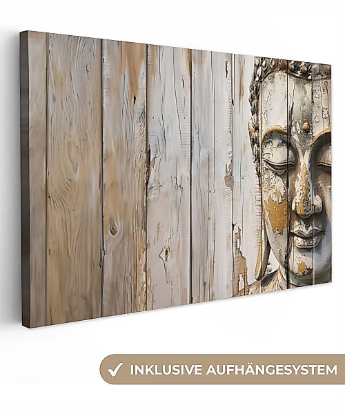 OneMillionCanvasses® Leinwandbild Buddha - Holzoptik - günstig online kaufen