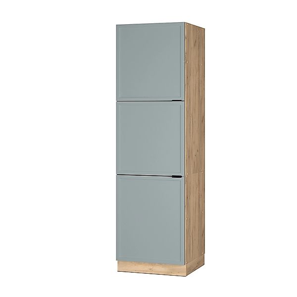 Vicco Herdumbauschrank Fame-Line Herdschrank Hellblau-grau 60 cm mit Goldkr günstig online kaufen
