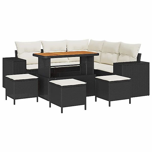 vidaXL Garten-Sofa-Set 9-Tlg Schwarz Poly Rattan 3362010 günstig online kaufen