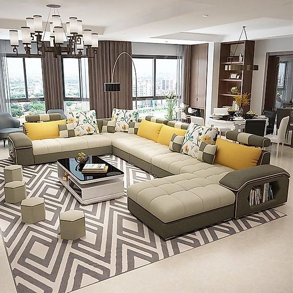 JVmoebel Ecksofa Ecke U-Form Wohnlandschaft Sofa Couch Polster Garnitur Sto günstig online kaufen