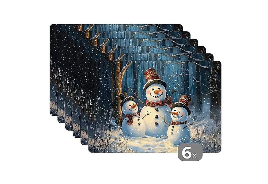 MuchoWow Platzset Schneemann - Schnee - Winter - Wald, (6-St), Platzsets, T günstig online kaufen