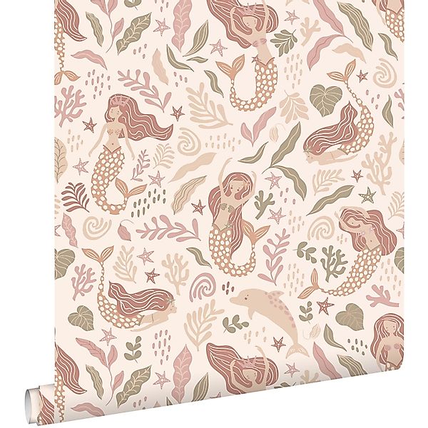 ESTAhome Tapete Meerjungfrauen Beige Rosa und Grün 50 x 900 cm günstig online kaufen