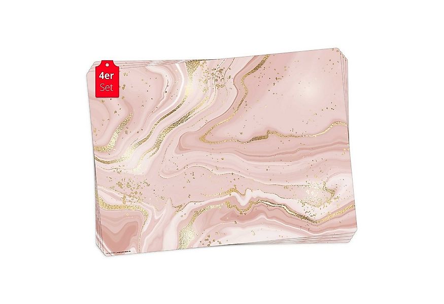 Tischsetmacher Platzset Tischset, Platzset abwaschbar - Rosa Marmor mit Gol günstig online kaufen